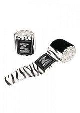 Zebra Cotton Boxing Wraps, White-Black