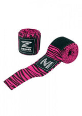 Zebra Cotton Boxing Wraps, Pink-Black
