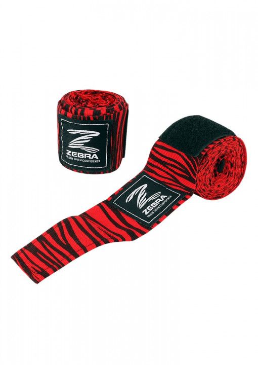 Zebra Cotton Boxing Wraps, Red-Black
