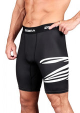 Zebra Short Compression Tights, Black