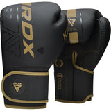 RDX F6 Boxing Gloves, Black-Gold Matte