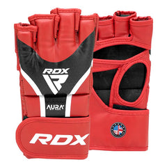 RDX Grappling Gloves Aura plus T-17, Red-Black