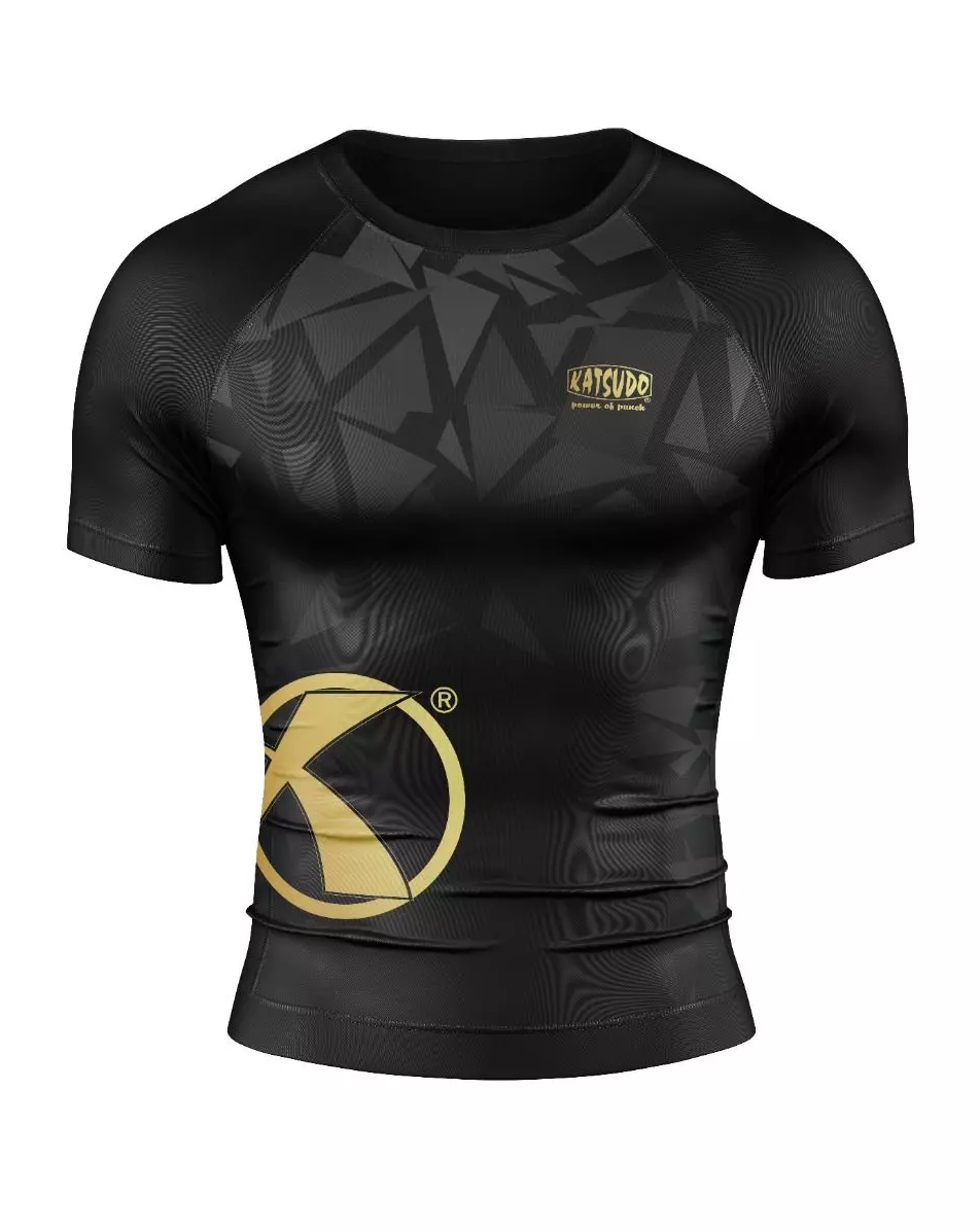 Katsudo short sleeve rash guard Virago, black-gold