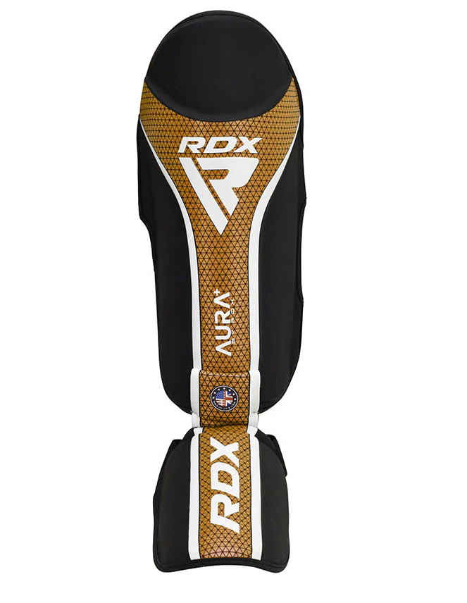 RDX Aura+ T17 Shin and Instep Guards, Black-Gold