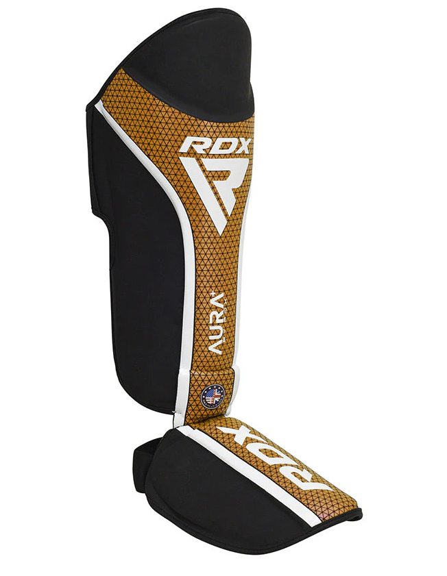 RDX Aura+ T17 Shin and Instep Guards, Black-Gold