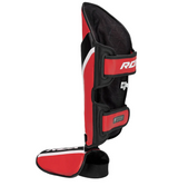 RDX Aura+ T17 Shin and Instep Guards, Red-Black