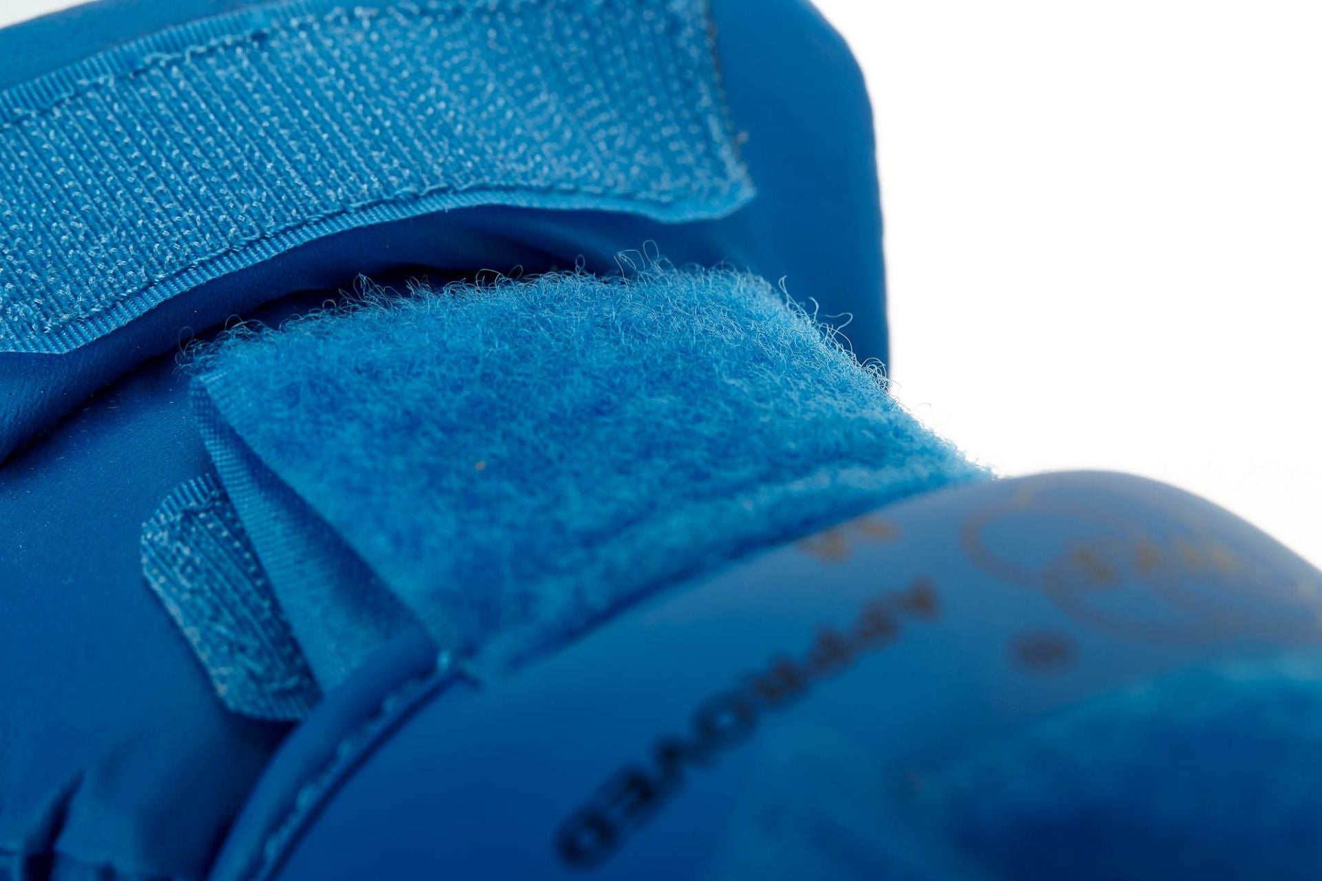 Adidas WKF-approved instep guards, blue