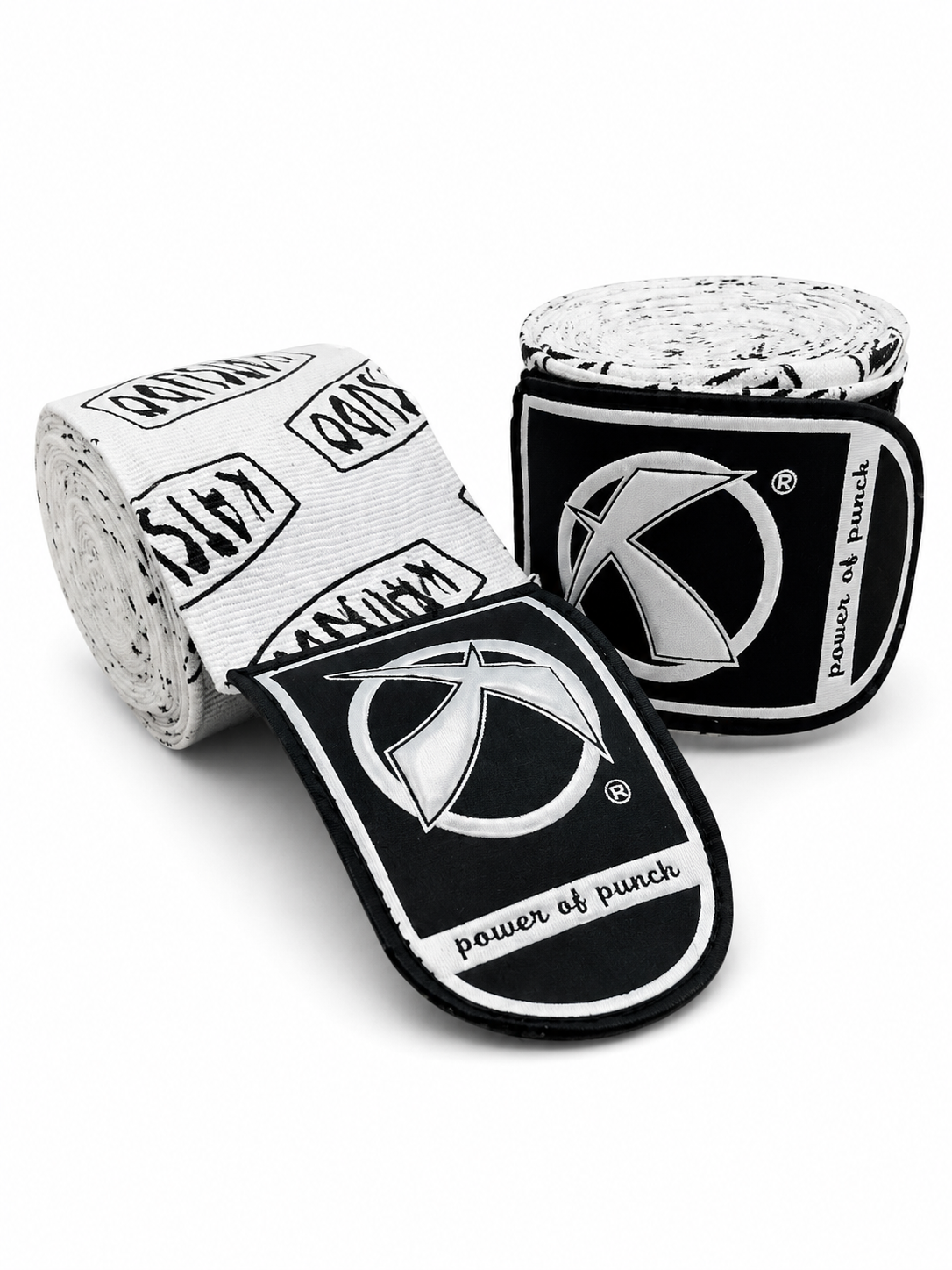 Katsudo Elastic Boxing Hand Wrap Path PRO with Monogram 2pcs, White-Black