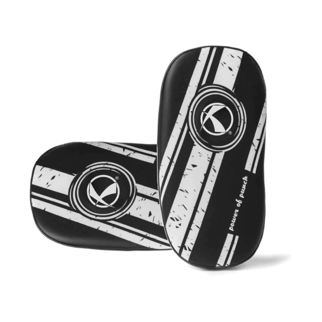 Katsudo Leather Arm Makiwara Curve 2pcs, White-Black