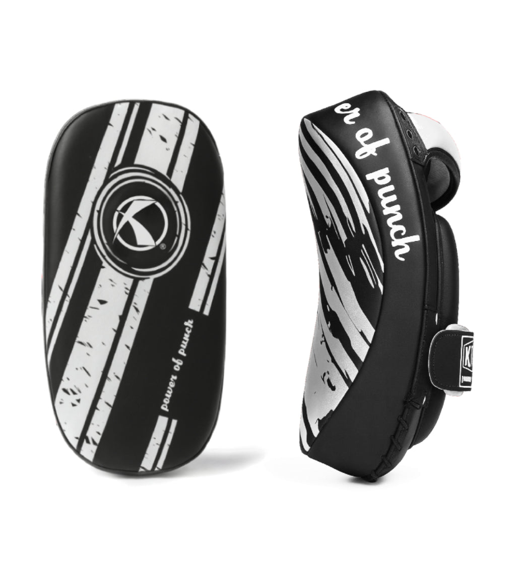 Katsudo Leather Arm Makiwara Curve 2pcs, White-Black