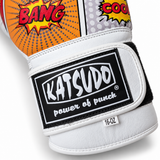 Katsudo leather boxing gloves CrushX, white-patterned