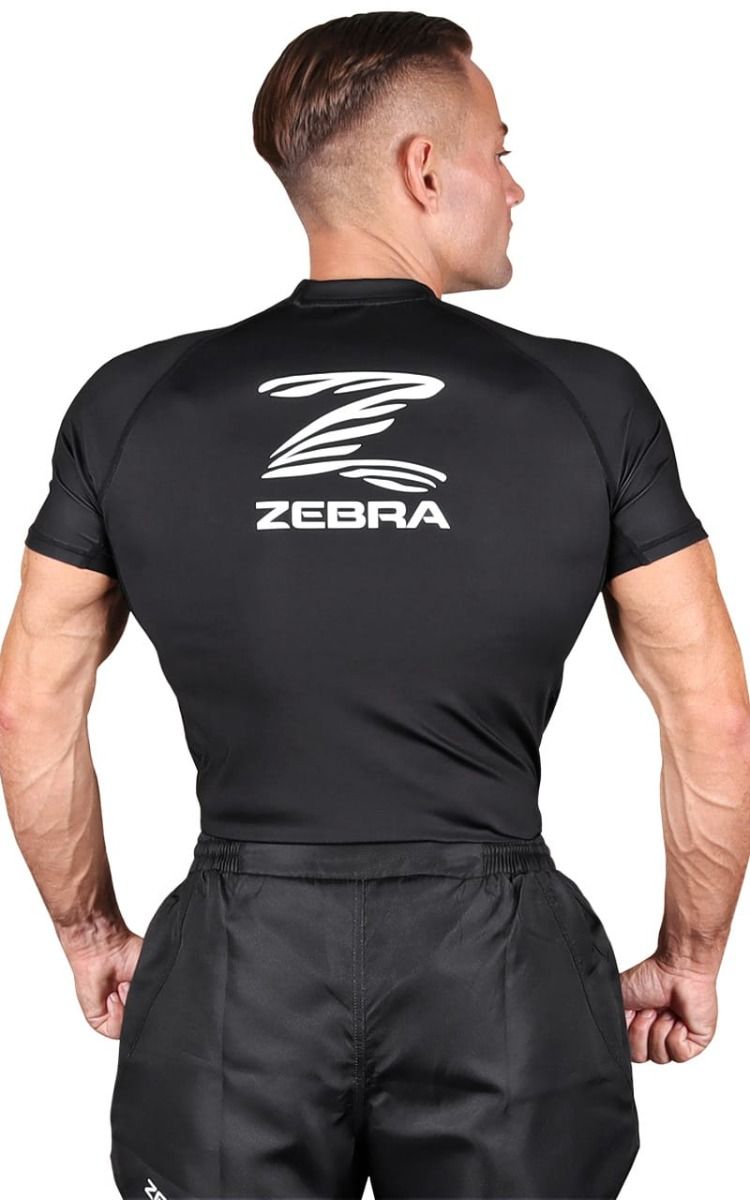 Zebra Performance Short Sleeve Rash Guard, Black