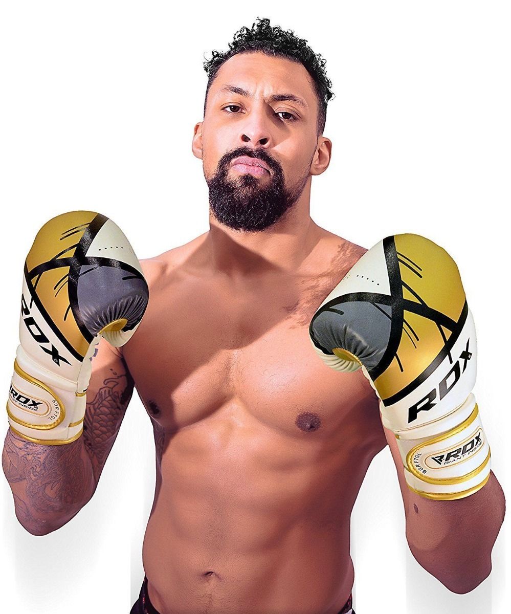 RDX F7 Boxing Gloves, White-Gold